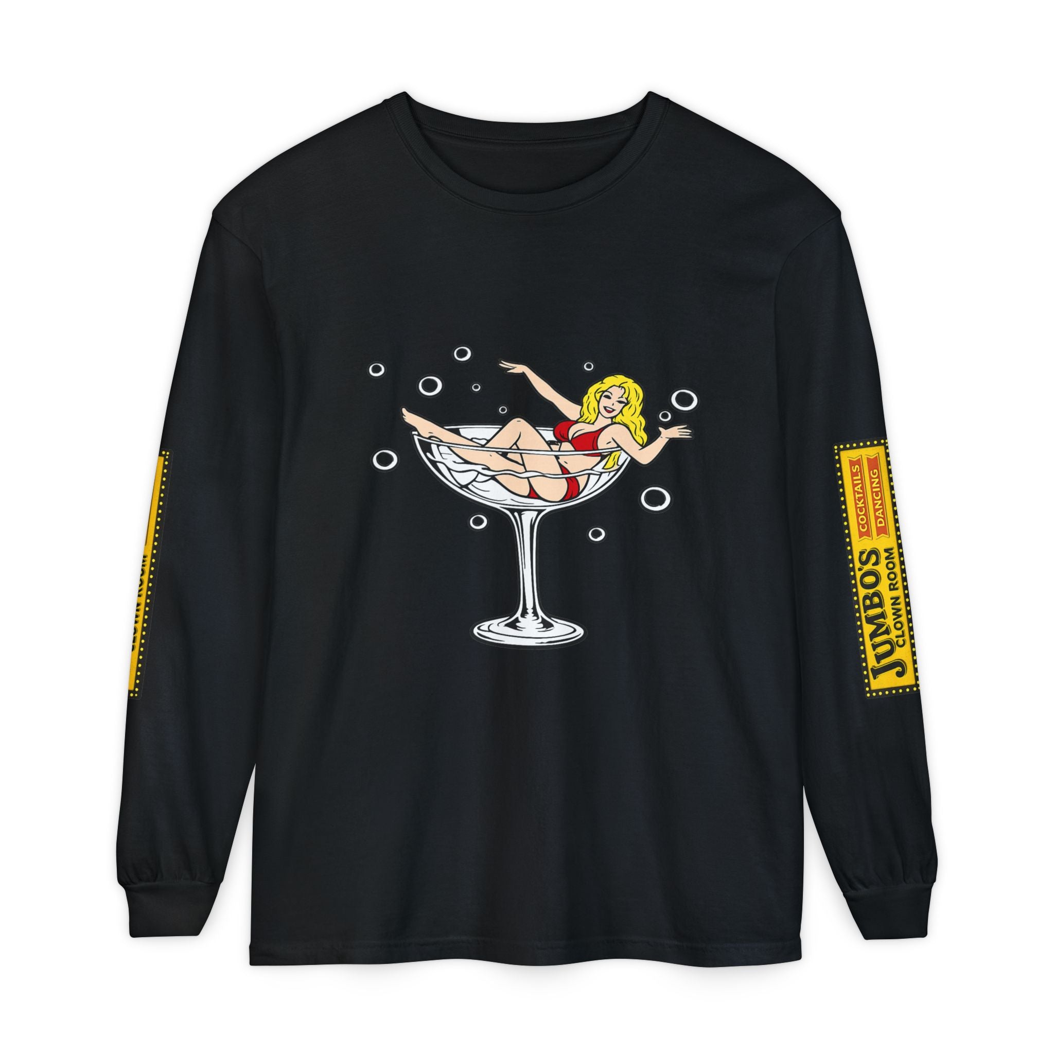 Jumbo's Clown Room "Bikini Martini Girl" Long Sleeve Tee