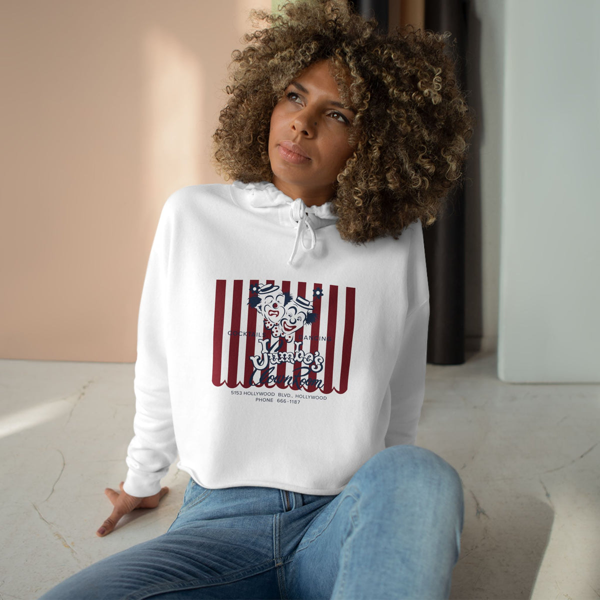 Jumbo's Clown Room Vintage Napkin Cropped Hoodie