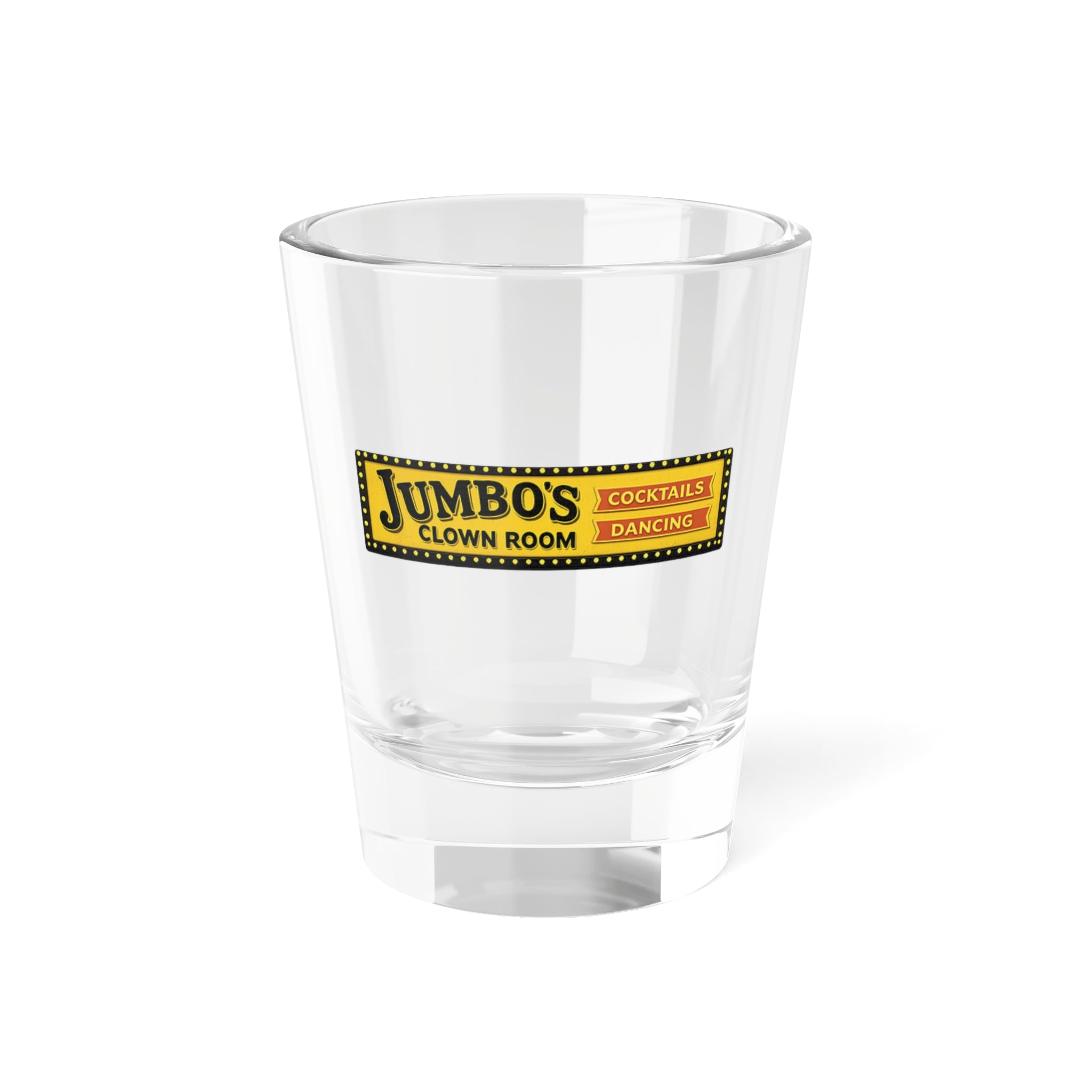 Jumbo's Clown Room Vintage Sign Bar Shot Glass – 1.5oz Collectible