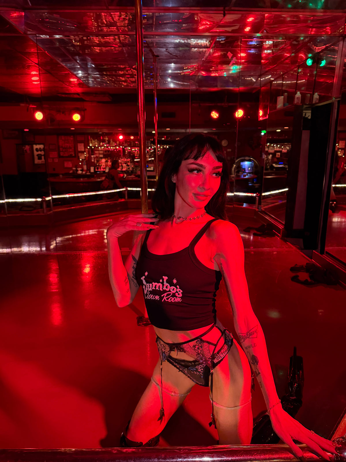 Jumbo's Clown Room Vintage Logo Crop Spaghetti Strap Top